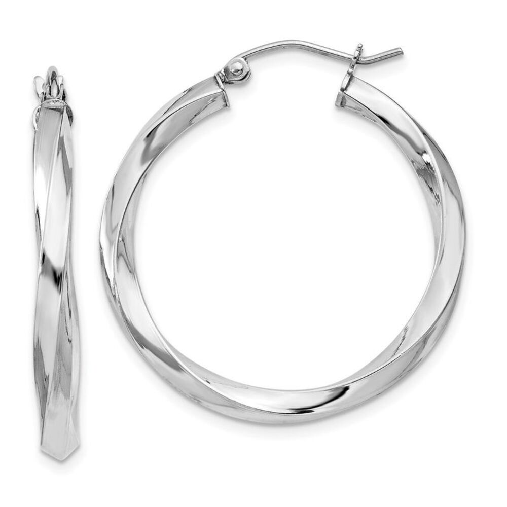 3mm, Sterling Silver, Twisted Round Hoop Earrings, 30mm Dia.(1 1/8 In)